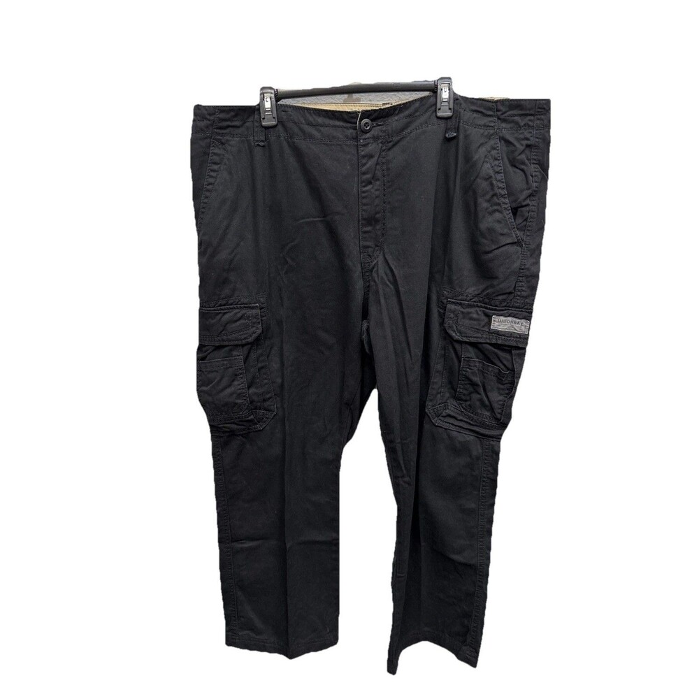 Unionbay Cargo Pants Black Tactical Men 44X30” Cotton Pockets Zip Logo